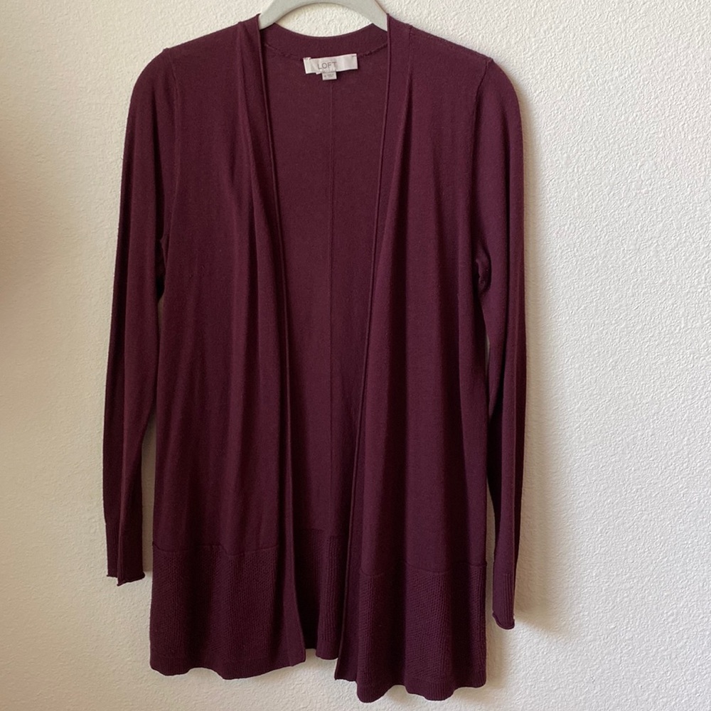 Loft Maroon Cardigan Sweater